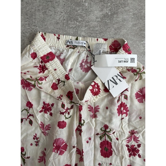 ZARA Women's Wide Leg Cotton Pants, Colorful Soft‎ Trendy Size M - Picture 4 of 6